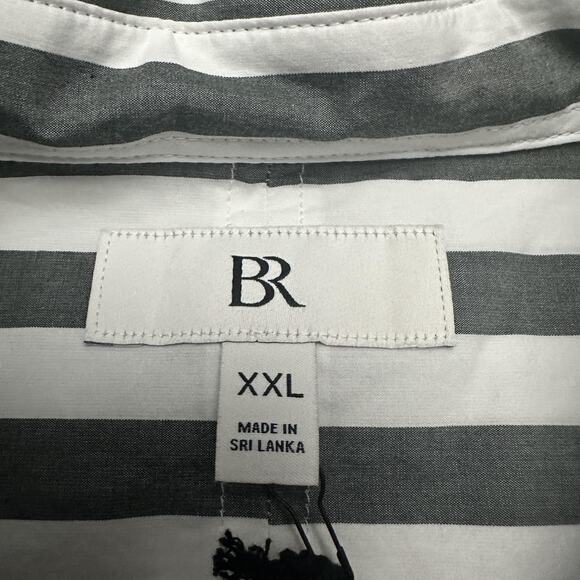 Banana Republic Shirt Womens XXL Gray White Striped Oversized Long Sleeve - Picture 7 of 13